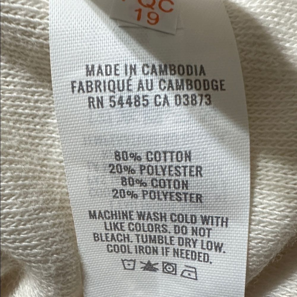 aerie Neutral Ivory Quarter Button Cotton Sherpa Henley Sweatshirt - Picture 15 of 17
